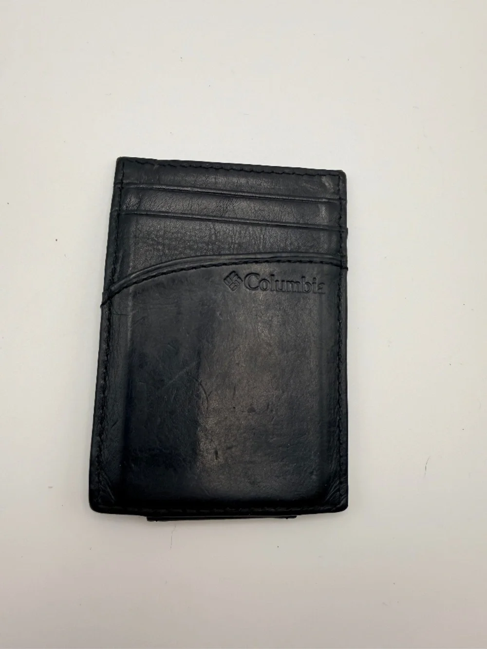 Columbia Genuine Leather Money Clip Wallet Card Holder Black RFID Style